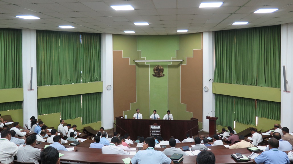 The Colombo Tea Auction is held at the ground floor auditorium of the Ceylon Chamber office