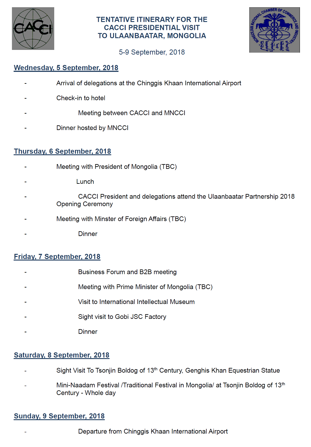 2018 0320 Mongolia Itinerary 1028 x 1400