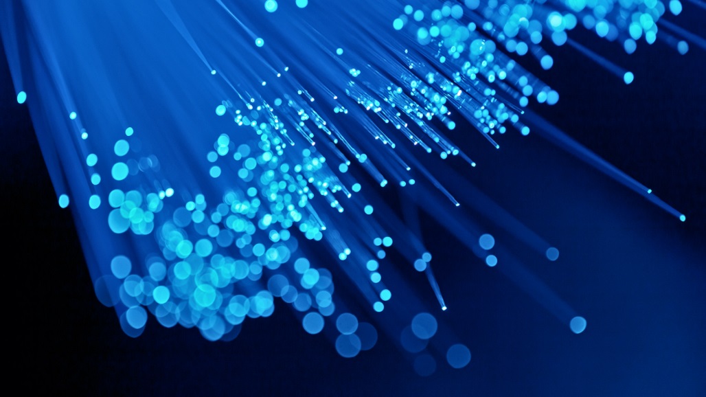 Abstract Fiber Optics Blue on Black Background